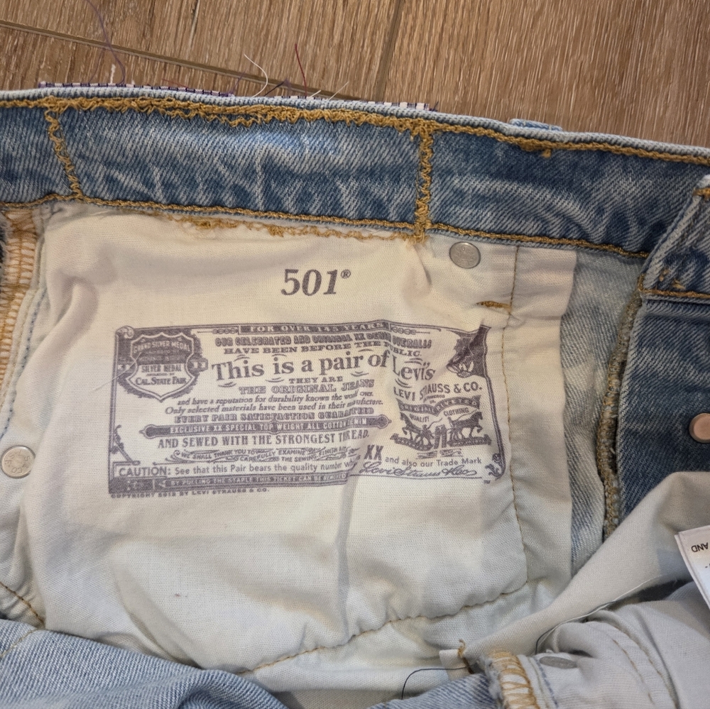 Levi 501 Button Fly Upcycled Patchwork Denim Jean… - image 10